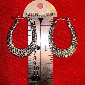 Rhinestone hoops-sparkly silver hoop earrings with rhinestones-pierced earrings